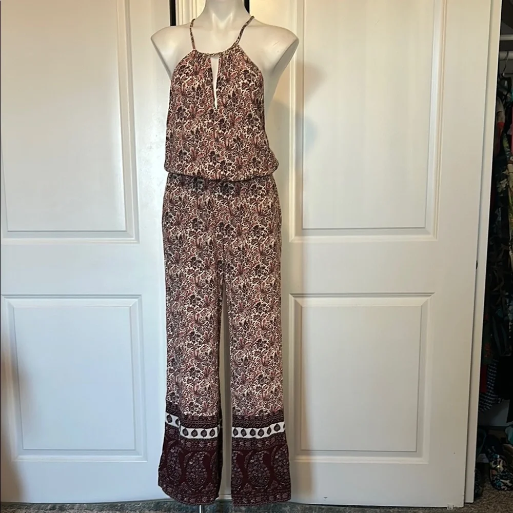 American Eagle Outfitters Brown and White Boho Jumpsuit